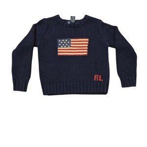 Polo Ralph Lauren Kids Iconic Flag Crewneck Sweater Navy 4T